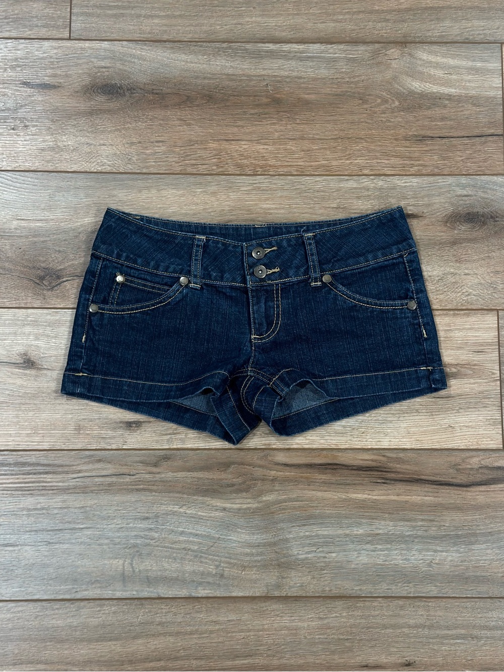 ARIZONA Vintage 2000s Y2k Button Flap Low-rise Denim Micro Shorts | Size 2